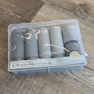Gray Silicone Travel Bottle & Cream Jar Set